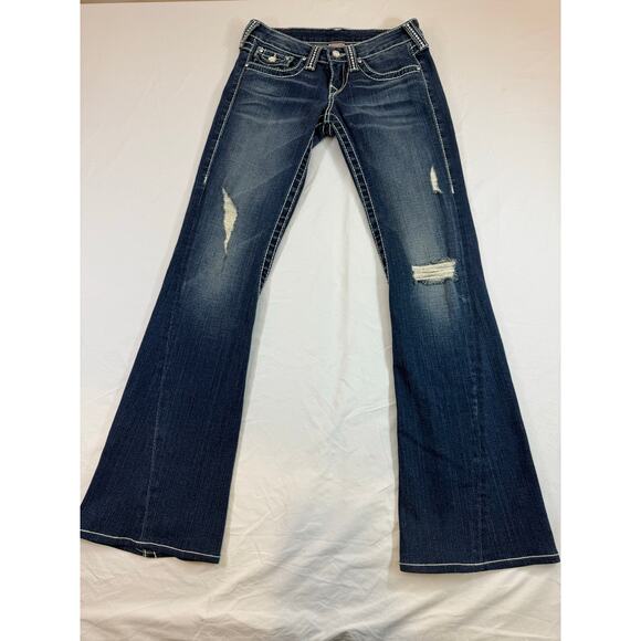 Y2K True Religion Rhinestone Big T Disco Joey Jeans – Size 26 – Flare Low Rise - Picture 9 of 15